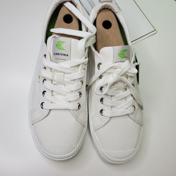 $120 NEW 9 CARIUMA OCA ALL WHITE SILVER TIP LOW CANVAS NEUTRAL SNEAKERS 40 NWT - Picture 9 of 10